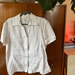 American Vintage White Short-Sleeve Button Front Blouse
